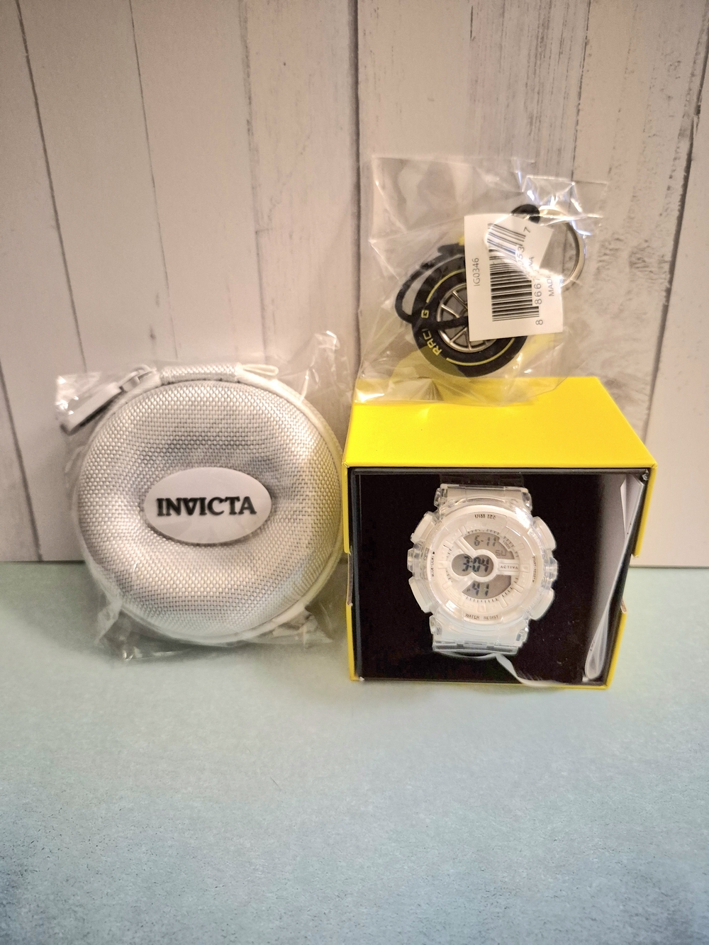 Invicta White Sport Analog-Digital Watch with White Branded Carry Case